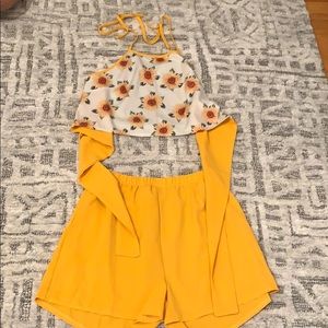 Two piece shorts and crop top set